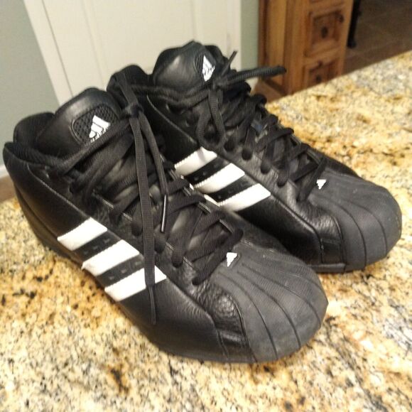 RARE 2003 Adidas Core Black Mens US 9.5 Retro Basketball Sneakers Lace Up 041487 - Picture 6 of 11